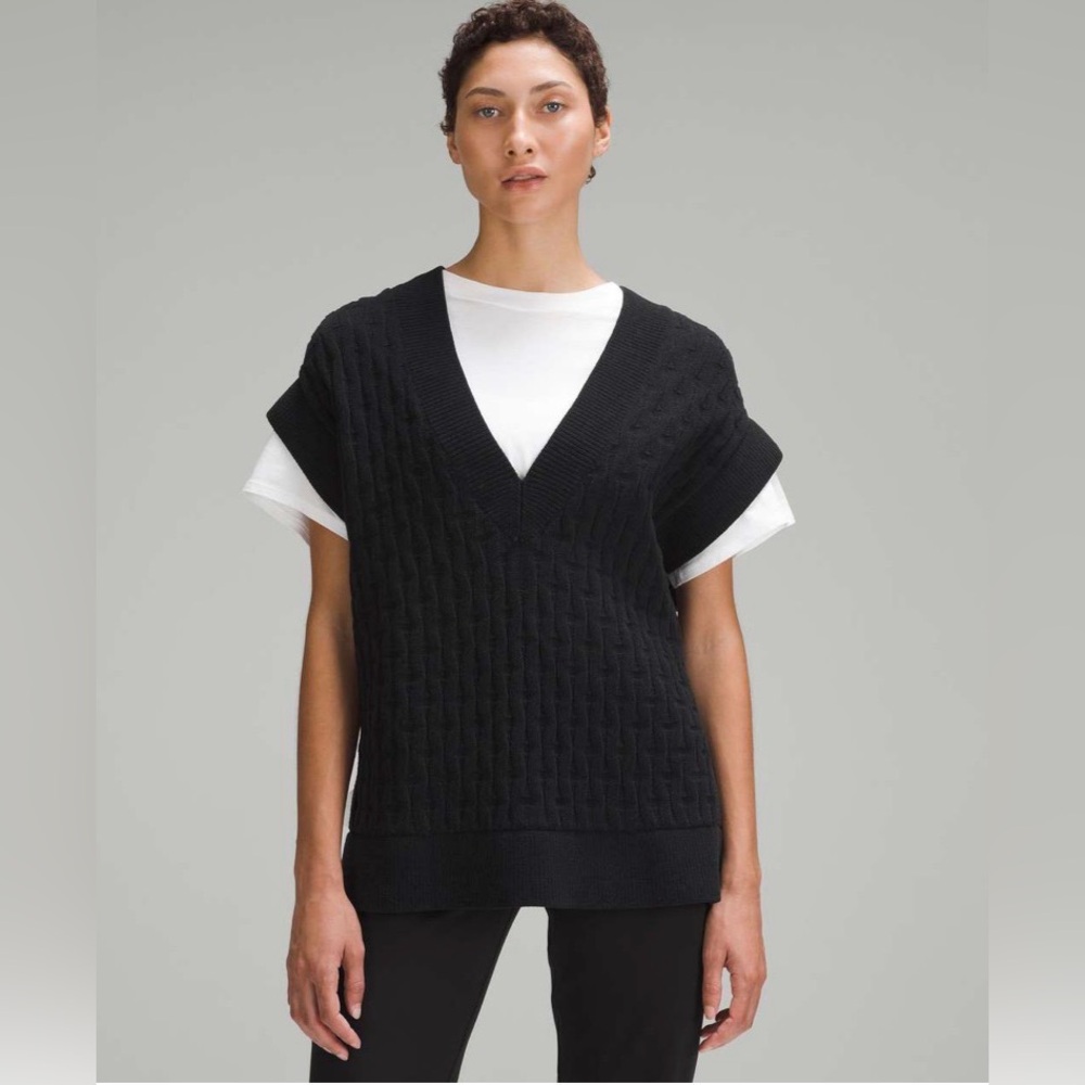 Lululemon Chenille Cable-Knit Relaxed-Fit Sweater Vest, Black, XL